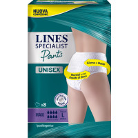 LINES SPECIALIST PANTS MAXI L X 8 PANNOLONE MUTANDINA INDOSSABILE COME NORMALE BIANCHERIA TIPO PULL-ON