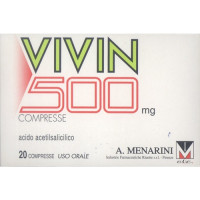 <b>VIVIN 500 mg compresse</b><br>  Acido acetilsalicilico<br><b>Che cos’è e a che cosa serve</b><br>VIVIN contiene il principio attivo acido acetilsalicilico con attività antipiretica (riduce la febbre),  antinfiammatoria e antidolorif