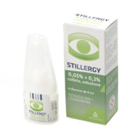 <b>STILLERGY 0,05% + 0,3% collirio, soluzione</b><br>  Tetrizolina cloridrato e Feniramina maleato<br><b>Che cos’è e a che cosa serve</b><br>STILLERGY è un medicinale ad azione decongestionante antiallergica dell'occhio. Si usa per