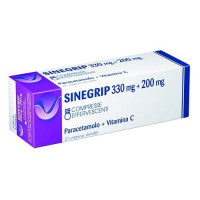 <b>SINEGRIP 330 mg + 200 mg compresse effervescenti</b><br>  Paracetamolo e sodio ascorbato<br><b>Che cos’è e a che cosa serve</b><br>appartiene ad un gruppo di medicinali chiamati analgesici antipiretici, usati per alleviare il dolore e abba