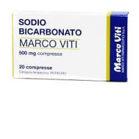 <b>SODIO BICARBONATO MARCO VITI 500 mg compresse</b><br>  Sodio bicarbonato<br><b>Che cos’è e a che cosa serve</b><br>SODIO BICARBONATO MARCO VITI contiene il principio attivo sodio bicarbonato appartenente  alla classe degli antiacidi.<br>  