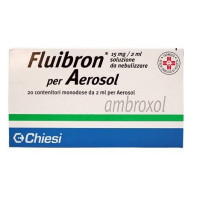 FLUIBRON 15 mg/2 ml soluzione da nebulizzare<br>  Ambroxolo cloridrato<br><b>Che cos’è e a che cosa serve</b><br>FLUIBRON contiene ambroxolo, un principio attivo appartenente alla classe dei mucolitici, che agisce rendendo il muco più 