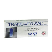 <b>TRANS-VER-SAL 3,75 mg/ 6 mm CEROTTI TRANSDERMICI<br>  TRANS-VER-SAL 13,5 mg/ 12 mm CEROTTI TRANSDERMICI<br>  TRANS-VER-SAL 36,3 mg/ 20 mm CEROTTI TRANSDERMICI</b><br><b>Che cos’è e a che cosa serve</b><br>Per il trattamento di verruche com