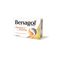 <b>BENAGOL 1,2 mg + 0,6 mg + 74,9 mg + 33,5 mg Pastiglie con Vitamina C gusto Arancia</b><br>  2,4-diclorobenzil alcool + amilmetacresolo + sodio ascorbato + acido ascorbico<br><b>Che cos’è e a che cosa serve</b><br>BENAGOL contiene i princip