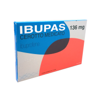 <b>IBUPAS 136 mg cerotto medicato<br>  Ibuprofene</b><br><b>Che cos’è e a che cosa serve</b><br>IBUPAS è una formulazione farmaceutica contenente come principio attivo ibuprofene, un antinfiammatorio non steroideo  (FANS) con una azion