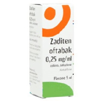 <b>ZADITEN OFTABAK 0,25 mg/ml, collirio, soluzione</b><br> Ketotifene<br><b>Che cos’è e a che cosa serve</b><br>ZADITEN OFTABAK è un collirio soluzione senza conservanti contenente ketotifene, che è una sostanza  antiallergica.<