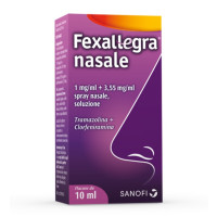 <b>Fexallegra nasale 1 mg/ml + 3,55 mg/ml spray nasale, soluzione</b><br>  Tramazolina + clorfeniramina<br><b>Che cos’è e a che cosa serve</b><br>Fexallegra nasale è uno spray nasale che contiene tramazolina e clorfeniramina.  Fexalleg
