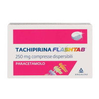 TACHIPIRINA FLASHTAB 250 mg compresse dispersibili<br> Paracetamolo<br><b>Che cos’è e a che cosa serve</b><br>Questo medicinale è un analgesico ed un antipiretico. Contiene paracetamolo.<br> È indicato per il trattamento sintoma