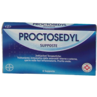 <b>Proctosedyl supposte</b><br>  Idrocortisone acetato, Benzocaina , Esculina, Benzalconio cloruro<br><b>Che cos’è e a che cosa serve</b><br>Proctosedyl è un antiemorroidale per uso locale, a base di corticosteroidi (gruppo di farmaci 