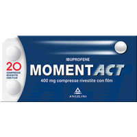 MOMENTACT 400 mg compresse rivestite con film<br> Ibuprofene<br><b>Che cos’è e a che cosa serve</b><br>Momentact contiene ibuprofene, un medicinale che appartiene alla classe degli analgesiciantinfiammatori, cioè farmaci che combattono