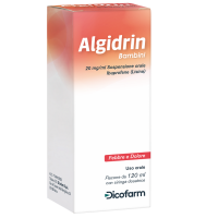 <b>Algidrin<br>  20 mg/ml Sospensione orale, Bambini</b><br>  Ibuprofene (Lisina)<br><b>Che cos’è e a che cosa serve</b><br>ALGIDRIN appartiene al gruppo di medicinali noti come farmaci anti-infiammatori non  steroidei (FANS). L'ibuprofen