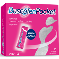 <b>BUSCOFENPOCKET 400 mg polvere orale in bustina</b><br>  Ibuprofene<br><b>Che cos’è e a che cosa serve</b><br>L'ibuprofene appartiene a un gruppo di medicinali noti come Farmaci Antinfiammatori Non  Steroidei (FANS). Questi medicinali a