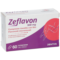 <b>ZEFLAVON 500 mg compresse rivestite con film</b><br>  flavonoidi micronizzati, come diosmina e altri flavonoidi espressi come esperidina<br><b>Che cos’è e a che cosa serve</b><br>Zeflavon è un vasoprotettore. Esso aumenta il tono ve