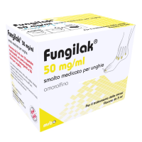<b>FUNGILAK 50 mg/ml smalto medicato per unghie</b><br>  amorolfina<br><b>Che cos’è e a che cosa serve</b><br>FUNGILAK è un medicinale (agente antimicotico ad ampio spettro) per il trattamento locale delle  infezioni fungine (micosi) d