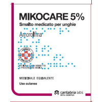 <b>Mikocare 5% smalto medicato per unghie</b><br>  Amorolfina<br>  Medicinale equivalente<br><b>Che cos’è e a che cosa serve</b><br>Mikocare contiene la sostanza attiva amorolfina (in forma di cloridrato) che appartiene ad un gruppo di  medic
