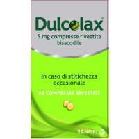 <b>DULCOLAX 5 mg compresse rivestite<br>  DULCOLAX adulti 10 mg supposte</b><br>  Bisacodile<br><b>Che cos’è e a che cosa serve</b><br>Dulcolax contiene bisacodile. Appartiene ad un gruppo di medicinali chiamati lassativi di contatto.<br>  Du