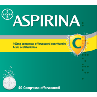 <b>Aspirina 400 mg compresse effervescenti con Vitamina C</b><br>  acido acetilsalicilico + acido ascorbico<br><b>Che cos’è e a che cosa serve</b><br>Aspirina è un analgesico (antidolorifico: riduce il dolore), antinfiammatorio ed anti