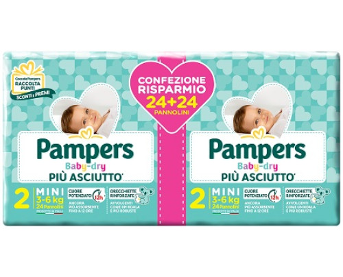 PAMPERS BABY DRY DUO DOWNCOUNT MINI 48 PEZZI