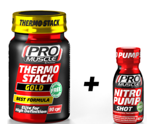 PROMUSCLE THERMO STACK GOLD 90 COMPRESSE + NITRO PUMP SHOT 40 ML