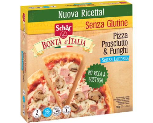 SCHAR SURGELATI PIZZA PROSCIUTTO & FUNGHI BONTA'ITALIA 2 PEZZI X 390 G