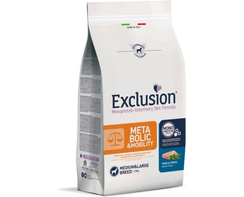 EXCLUSION MONOPROTEIN VETERINARY DIET FORMULA DOG METABOLIC MOBILITY PORK AND FIBRES MEDIUM/LARGE 12 KG DRY