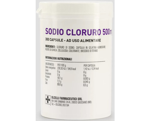 SODIO CLORURO 300 CAPSULE 500MG - OLCELLI FARMACEUTICI Srl - Pharmangelini
