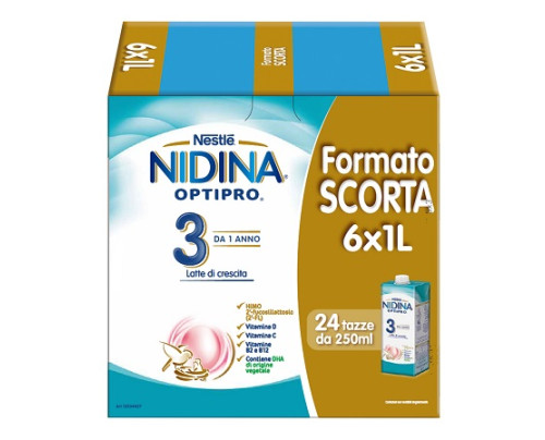 Nestlé - Nidina Optipro 3 Latte di Crescita Liquido da 1 Anno 1L