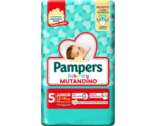 PAMPERS BABY DRY PANNOLINO MUTANDINA JUNIOR SMALL PACK 14 PEZZI