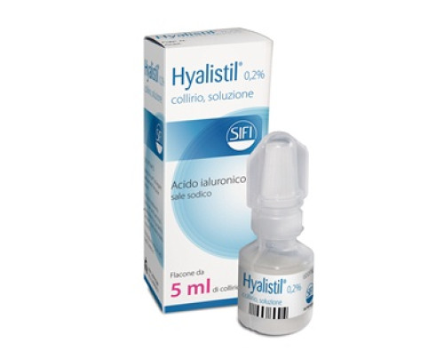 <b>HYALISTIL 0,2% collirio, soluzione</b><br>  Acido ialuronico sale sodico<br><b>Che cos’è e a che cosa serve</b><br>Lacrime artificiali. <br>  <br>  Hyalistil si usa per il trattamento sintomatico della sindrome dell'occhio secco