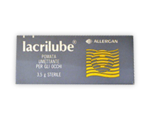<b>LACRILUBE 42,5% paraffina liquida + 57,3% vaselina bianca unguento oftalmico</b><br><b>Che cos’è e a che cosa serve</b><br>Lubrificante oculare. <br>  <br>  Lacrilube si usa per lubrificare e proteggere gli occhi in presenza di stati di se