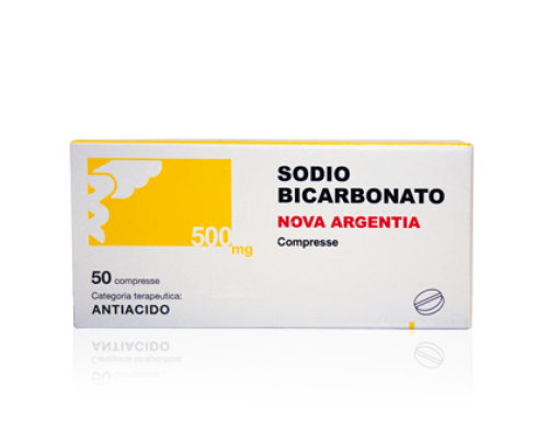 <b>SODIO BICARBONATO NOVA ARGENTIA 500 mg compresse</b><br>  Sodio bicarbonato<br><b>Che cos’è e a che cosa serve</b><br>SODIO BICARBONATO NOVA ARGENTIA contiene il principio attivo sodio bicarbonato appartenente  alla classe degli antiacidi.