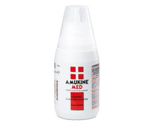 <b>Amukine Med 0,05% soluzione cutanea</b><br>  Sodio ipoclorito<br><b>Che cos’è e a che cosa serve</b><br>Amukine Med contiene sodio ipoclorito, un antisettico per uso locale.<br>  Amukine Med è indicato per:<br>  • disinfettare