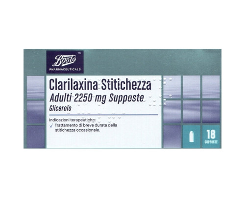 <b>CLARILAXINA STITICHEZZA prima infanzia 675 mg supposte<br>  CLARILAXINA STITICHEZZA prima infanzia 900 mg supposte<br>  CLARILAXINA STITICHEZZA bambini 1350 mg supposte<br>  CLARILAXINA STITICHEZZA adulti 2250 mg supposte</b><br>  Glicerolo<br><b>Che c