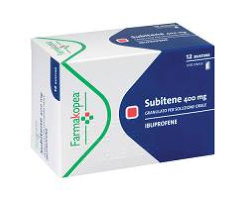 <b>SUBITENE 400 mg granulato per soluzione orale</b><br>  Ibuprofene<br><b>Che cos’è e a che cosa serve</b><br>SUBITENE contiene ibuprofene, che appartiene ad una classe di medicinali detti FANS (farmaci  antinfiammatori non steroidei). Quest