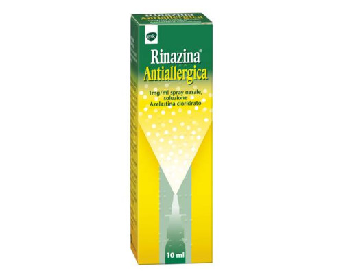 RINAZINA ANTIALLERGICA 1mg/ml spray nasale, soluzione<br> Azelastina cloridrato<br><b>Che cos’è e a che cosa serve</b><br>RINAZINA ANTIALLERGICA contiene il principio attivo azelastina cloridrato, che appartiene ad un gruppo di medicinali chi