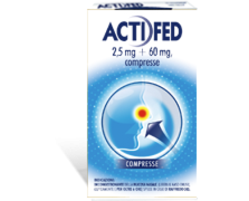 <b>ACTIFED 2,5 mg + 60 mg compresse<br>  ACTIFED 2,5 mg/10 ml + 60 mg/10 ml sciroppo</b><br>  triprolidina cloridrato; pseudoefedrina cloridrato<br><b>Che cos’è e a che cosa serve</b><br>ACTIFED contiene pseudoefedrina cloridrato, un deconges