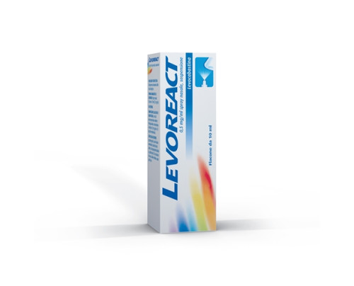 <b>LEVOREACT 0,5 mg/ml spray nasale, sospensione</b><br>  Levocabastina cloridrato<br><b>Che cos’è e a che cosa serve</b><br>LEVOREACT è uno spray nasale che contiene levocabastina cloridrato, un principio attivo appartenente  alla cla