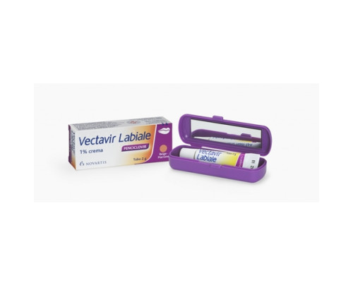 <b>Vectavir Labiale 1% crema</b><br>  penciclovir<br><b>Che cos’è e a che cosa serve</b><br>Vectavir Labiale contiene il principio attivo penciclovir, che appartiene al gruppo di medicinali chiamati  antivirali. Vectavir Labiale agisce elimin
