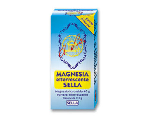 <b>Magnesia effervescente Sella 40 g</b><br>  Magnesio idrossido<br><b>Che cos’è e a che cosa serve</b><br>Questo medicinale contiene il principio attivo magnesio idrossido appartenente alle classi degli antiacidi e  dei lassativi. MAGNESIA E