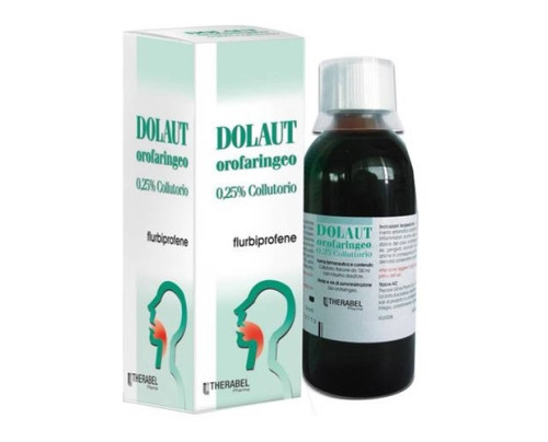 <b>DOLAUT GOLA 0,25% collutorio</b><br>  flurbiprofene<br><b>Che cos’è e a che cosa serve</b><br>Dolaut gola contiene flurbiprofene che è un medicinale contro le infiammazioni, utilizzato per le  affezioni del cavo orale.<br>  Dolaut g