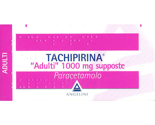 TACHIPIRINA Adulti 1000 mg supposte<br> Paracetamolo<br><b>Che cos’è e a che cosa serve</b><br>Tachipirina contiene il principio attivo paracetamolo che agisce riducendo la febbre (antipiretico) e alleviando il dolore (analgesico).<br> <br> T