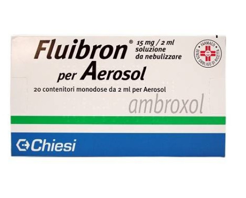 FLUIBRON 15 mg/2 ml soluzione da nebulizzare<br>  Ambroxolo cloridrato<br><b>Che cos’è e a che cosa serve</b><br>FLUIBRON contiene ambroxolo, un principio attivo appartenente alla classe dei mucolitici, che agisce rendendo il muco più 