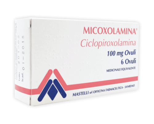 <b>MICOXOLAMINA1% Crema vaginale<br>  MICOXOLAMINA 100 mg Ovuli vaginali<br>  MICOXOLAMINA 1% Schiuma ginecologica</b><br>  Ciclopirox olamina<br><b>Che cos’è e a che cosa serve</b><br>MICOXOLAMINA contiene il principio attivo ciclopirox olam