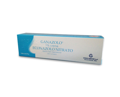 <b>Ganazolo 10 mg/g crema<br>  Ganazolo 10 mg/g emulsione cutanea</b><br><br>  Econazolo nitrato<br><br>  Medicinale equivalente<br><b>Che cos’è e a che cosa serve</b><br>Ganazolo contiene econazolo nitrato che appartiene ad un gruppo di medi