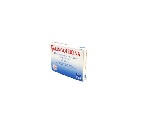 <b>FARINGOTRICINA 2,5 mg compresse orodispersibili</b><br><br>  tirotricina<br><b>Che cos’è e a che cosa serve</b><br>FARINGOTRICINA contiene la tirotricina, un antibiotico in grado di bloccare la crescita dei batteri.<br>  Questo medicinale 