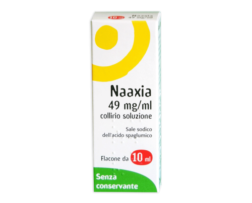 <b>Naaxia 49 mg/ml collirio, soluzione</b><br><br><b>Che cos’è e a che cosa serve</b><br>È un collirio soluzione.<br>  È usato per il trattamento di lievi manifestazioni di congiuntivite e cheratocongiuntivite di natura  allergi