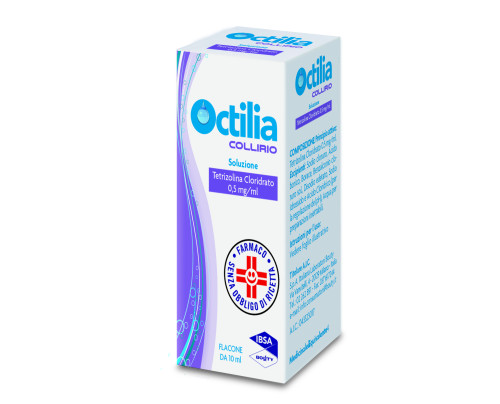 <b>OCTILIA 0,5 mg/ml</b> collirio, soluzione, flacone da 10 ml<br>  <em>Tetrizolina cloridrato </em><br><b>Che cos’è e a che cosa serve</b><br>OCTILIA è un decongestionante per uso oftalmico.<br><br>  OCTILIA è indicato nel trat