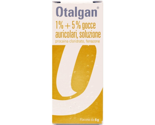 <b>Otalgan 1% + 5% gocce auricolari, soluzione</b><br>  Antalgico ed antinfiammatorio nelle affezioni dell'orecchio<br><b>Che cos’è e a che cosa serve</b><br>Otalgan è un antidolorifico ed antinfiammatorio nelle affezioni dell'