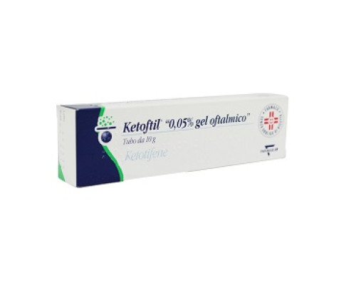 <b>Ketoftil 0,5 mg/g gel oftalmico</b><br>  Ketotifene<br><b>Che cos’è e a che cosa serve</b><br>Ketoftil contiene il principio attivo ketotifene ed appartiene ad un gruppo di medicinali chiamati antistaminiciantiallergici per uso oculare.<br