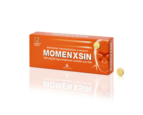 <b>Momenxsin 200 mg/30 mg compresse rivestite con film</b><br>  Ibuprofene/Pseudoefedrina cloridrato<br><br>  Per adulti e adolescenti di età pari o superiore a 15 anni<br><b>Che cos’è e a che cosa serve</b><br>Momenxsin contiene due p